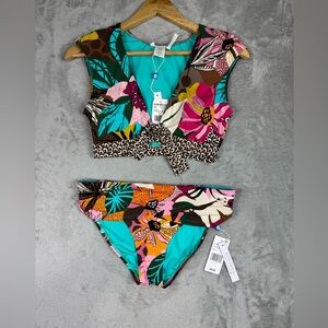 Bleu Rod Beattie run wild bikini set sz 6 new tropical and animal print